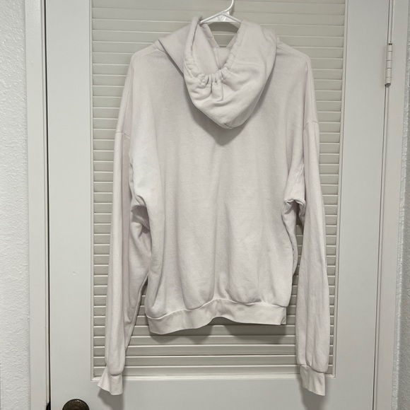 Aviator Nation White Relaxed Hoodie with black lightening bolt patch, Medium - Picture 5 of 8